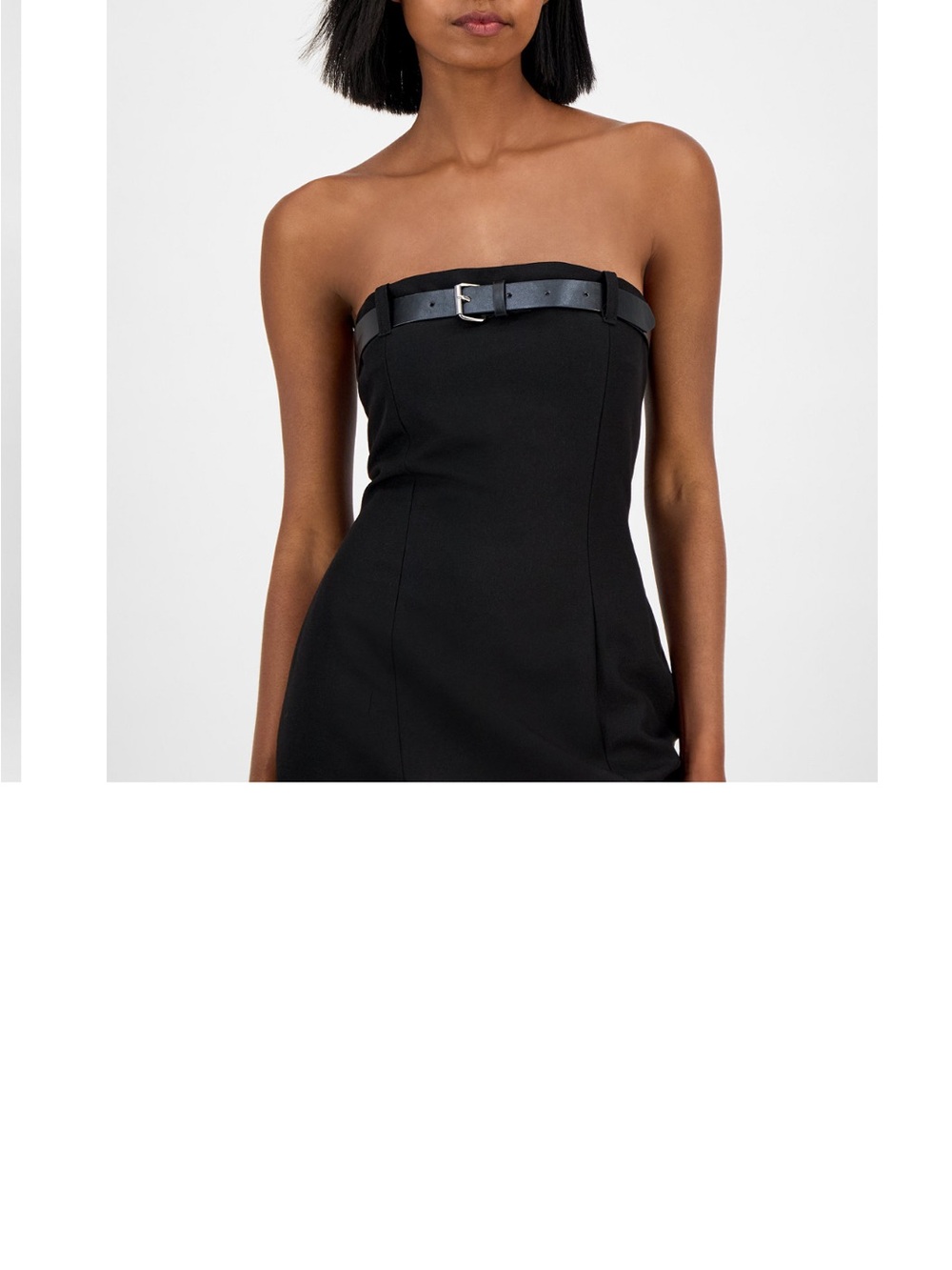 Bar III Black Strapless Belt-Trim Sheath Dress